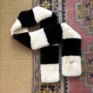 Anthropologie faux fur black and white wrap